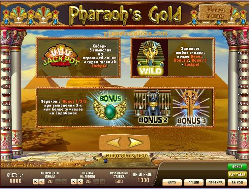 Игровой автомат Pharaoh's Gold Multibonus. Таблица выплат
