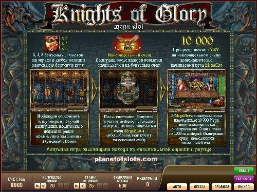 Игровой автомат Knights of Glory. Бонусный барабан